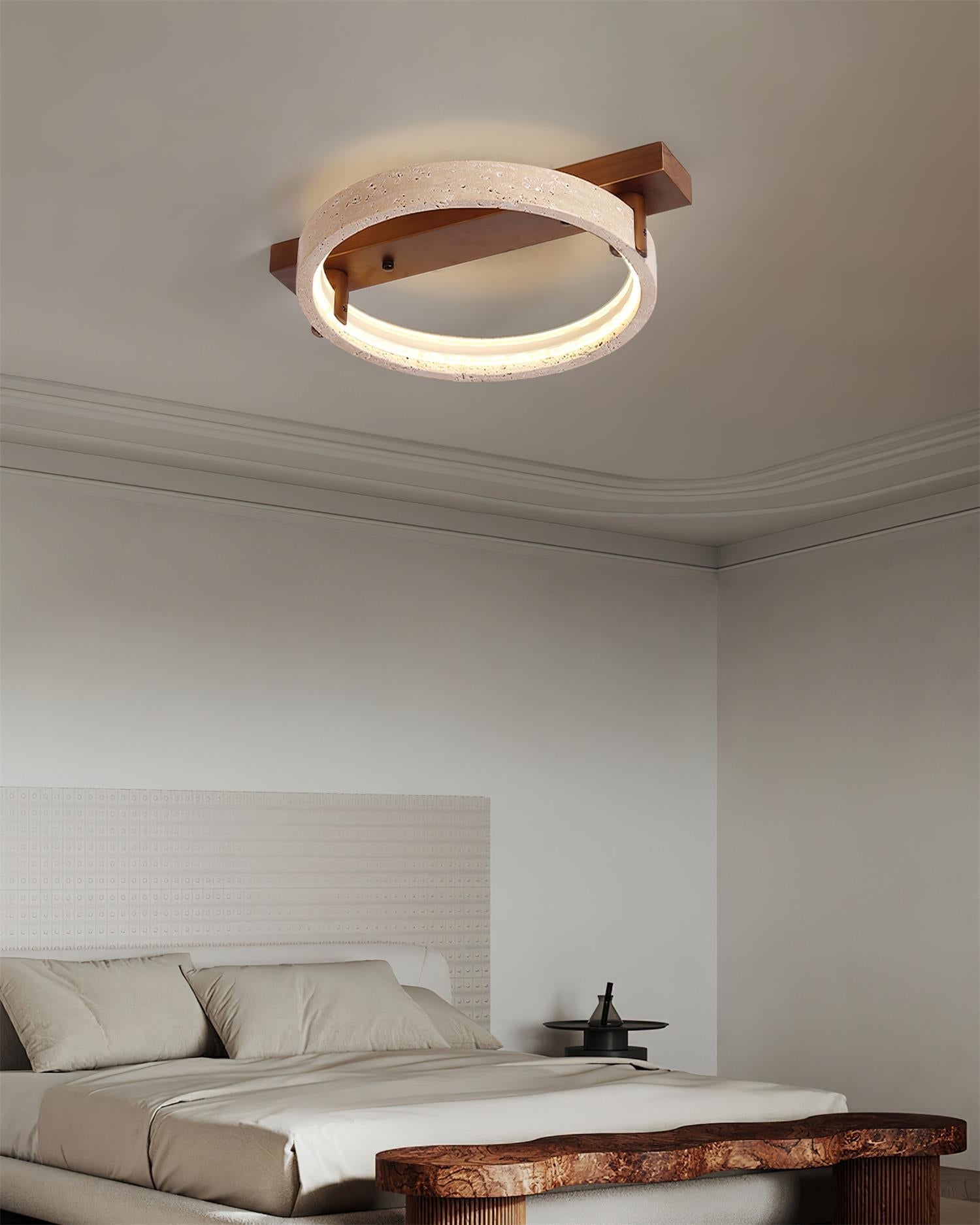 Luminaire en travertin Ritta Lampe Plafonnier Travertin Naturel