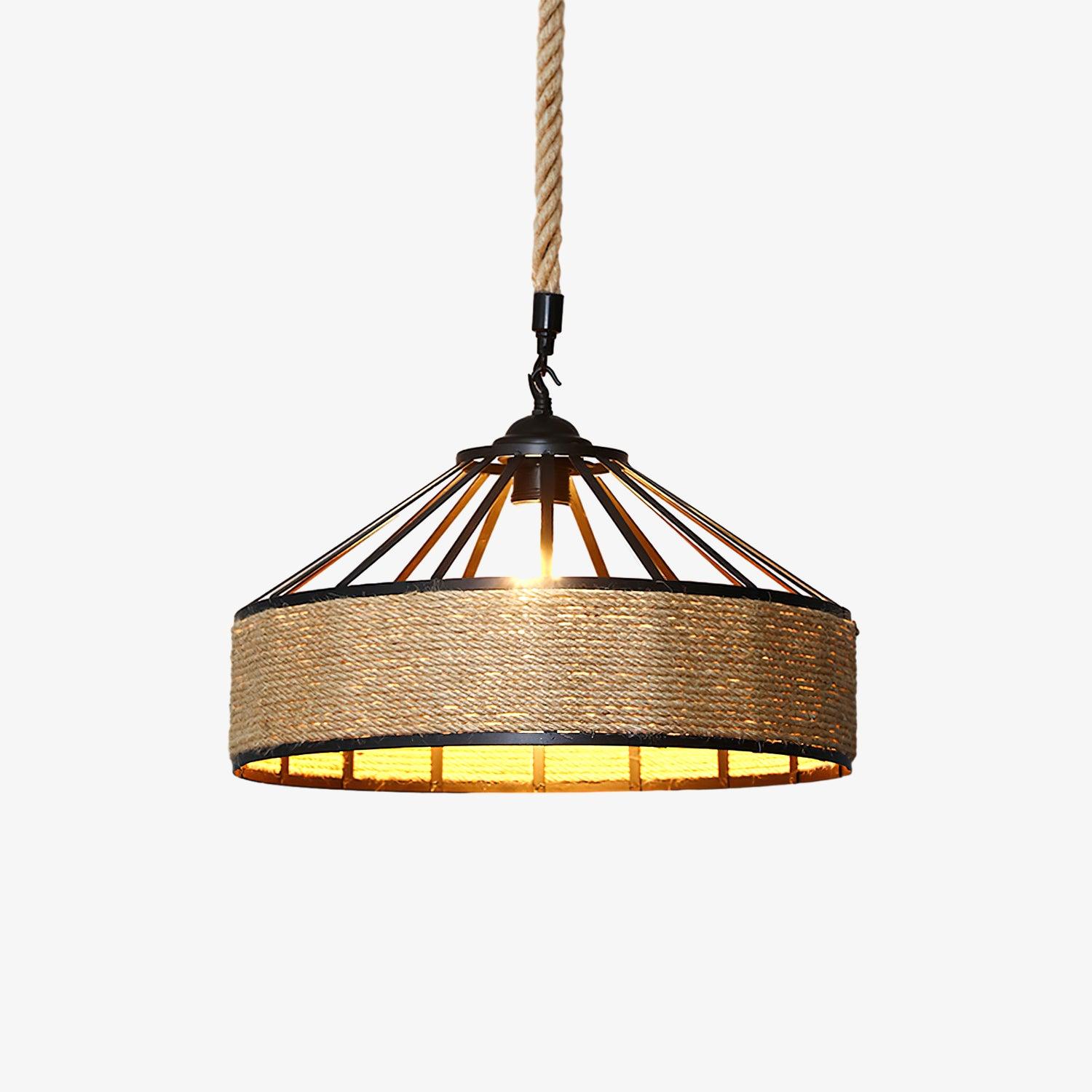 Alshaan Lampe Suspension Exquise en Corde de Chanvre Rétro