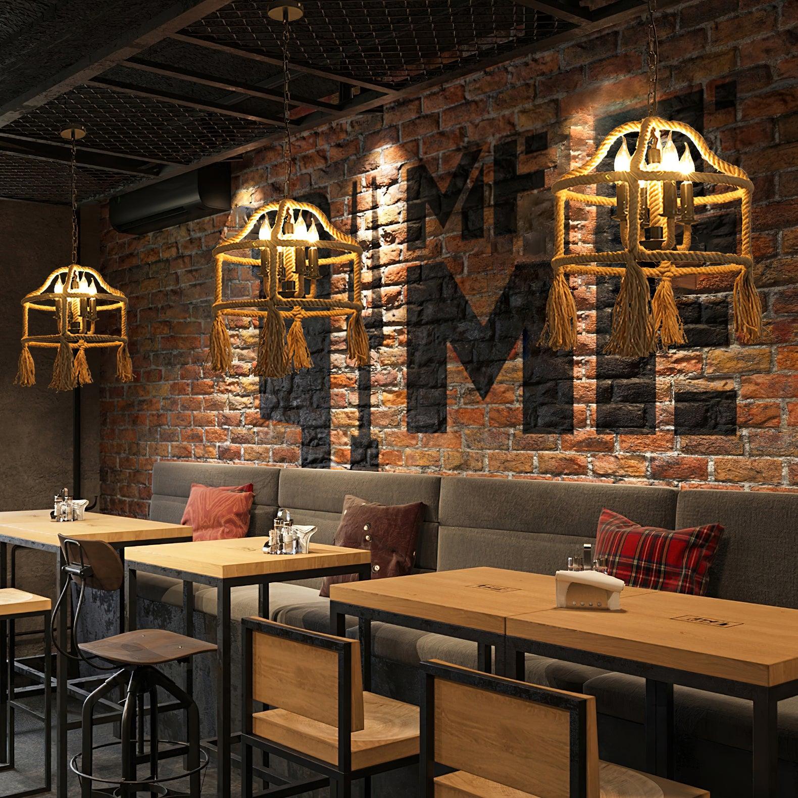 Alshaan Lampe Suspension Exquise en Corde de Chanvre Rétro