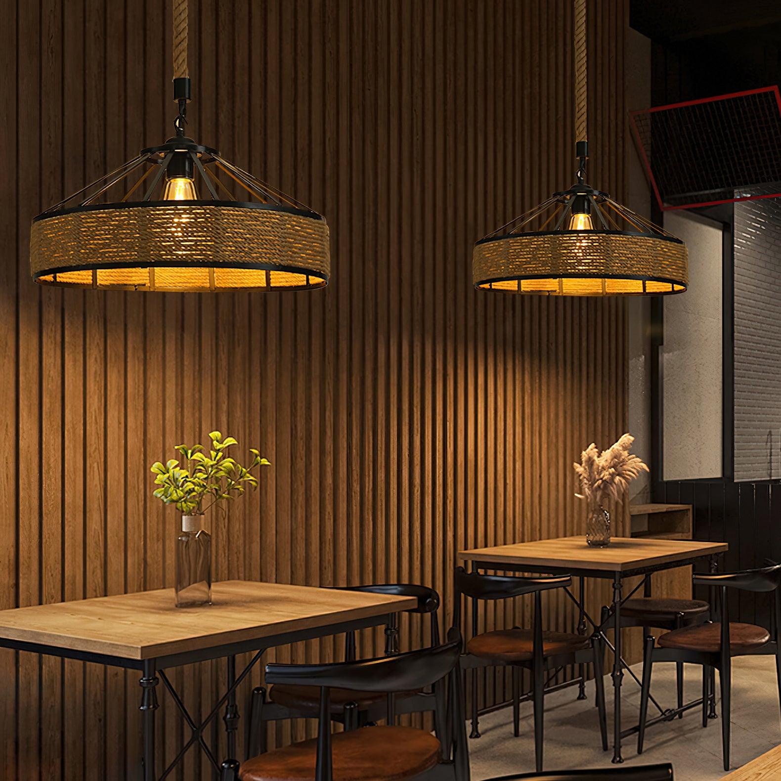 Alshaan Lampe Suspension Exquise en Corde de Chanvre Rétro