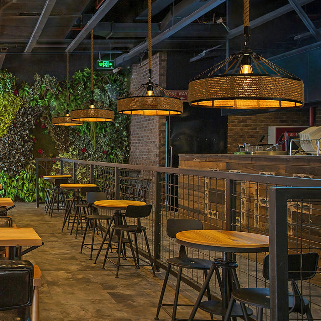 Alshaan Lampe Suspension Exquise en Corde de Chanvre Rétro