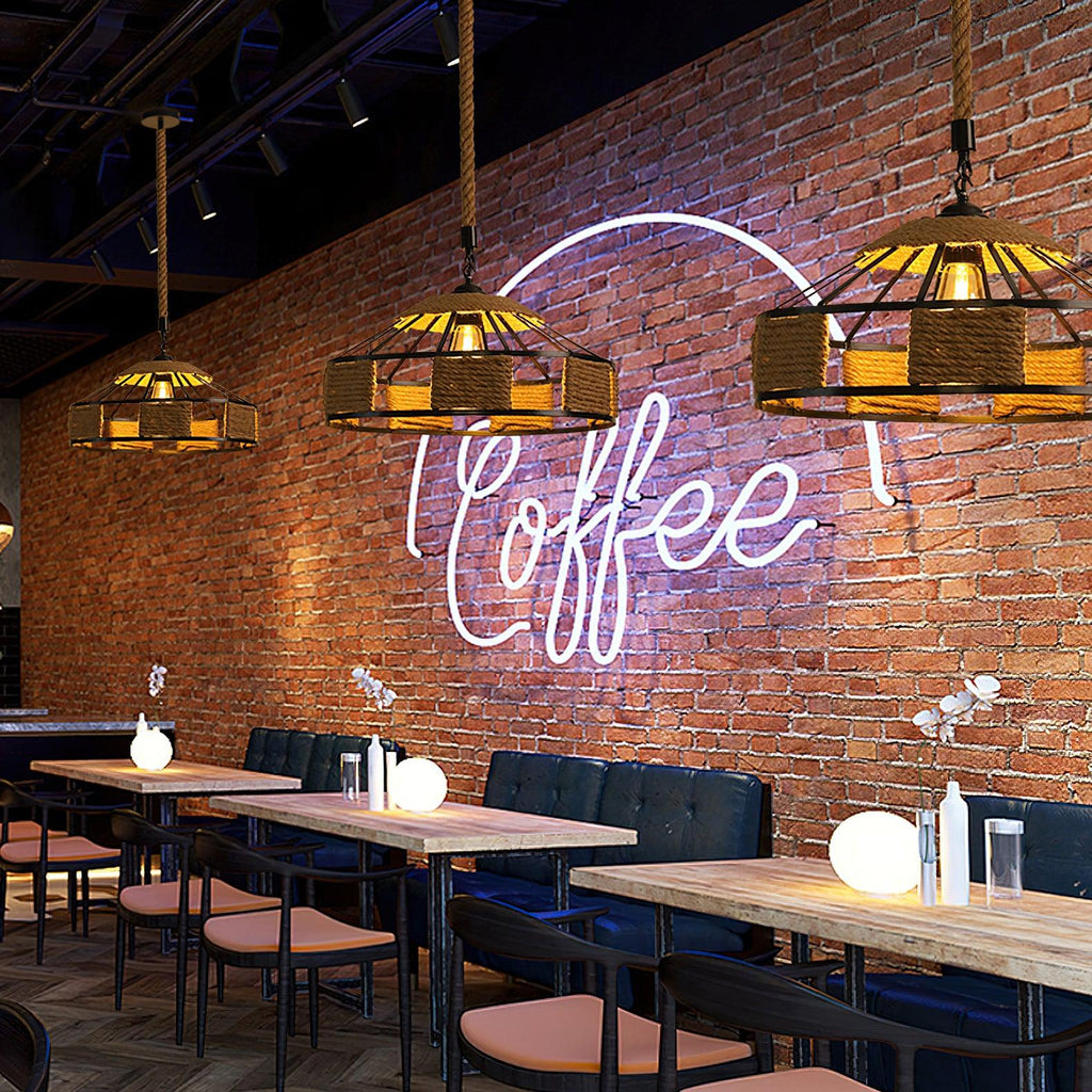 Alshaan Lampe Suspension Exquise en Corde de Chanvre Rétro