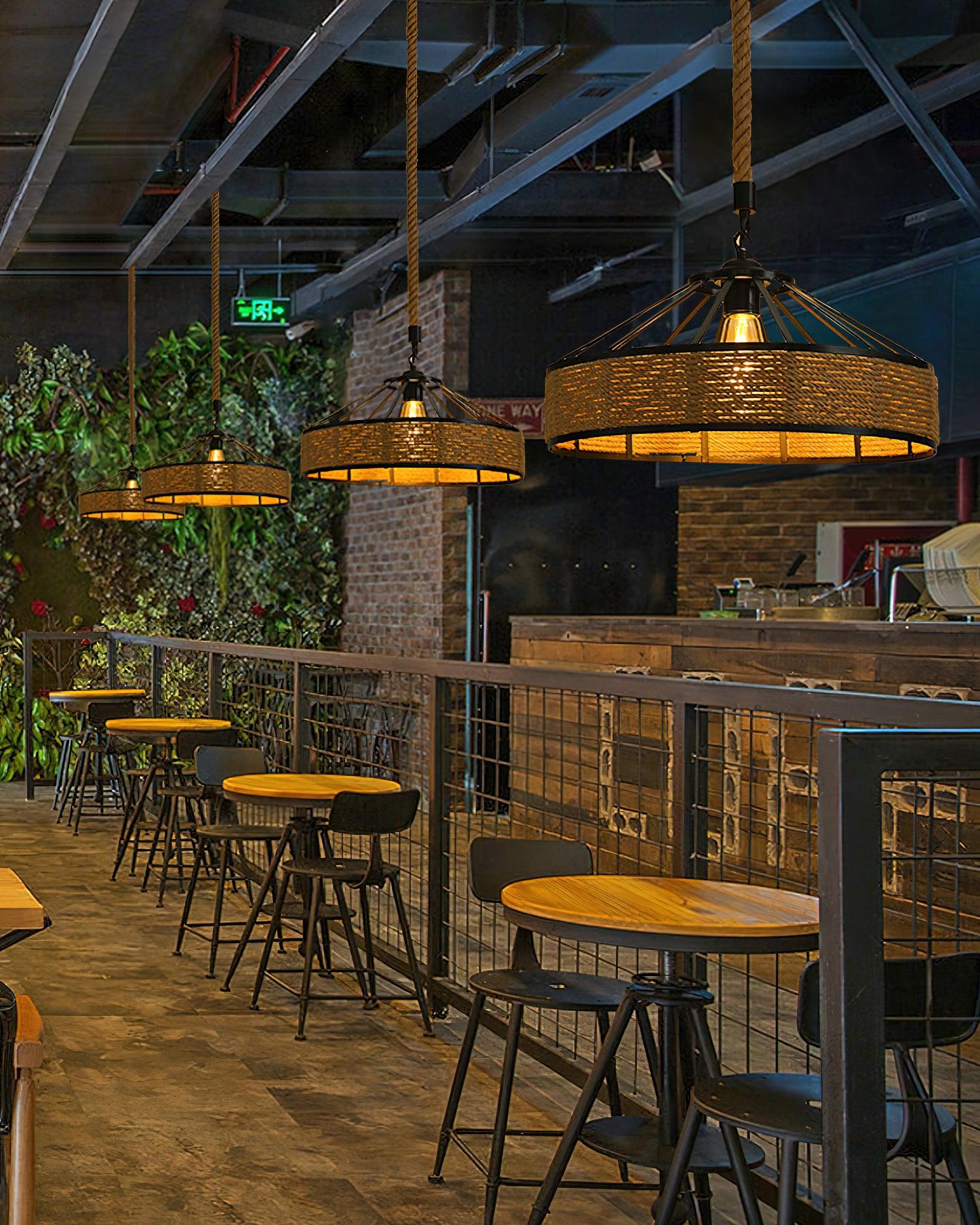 Alshaan Lampe Suspension Exquise en Corde de Chanvre Rétro