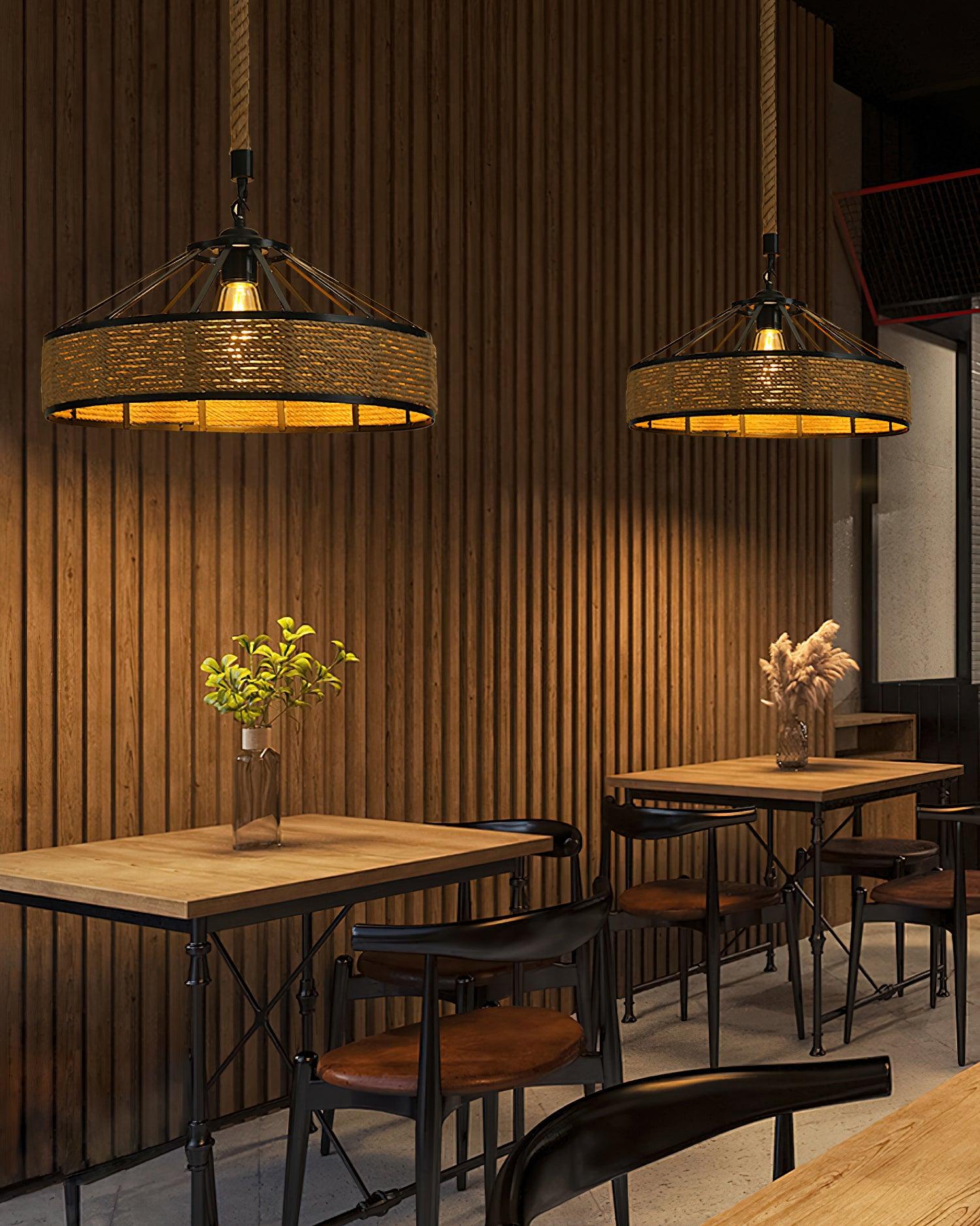 Alshaan Lampe Suspension Exquise en Corde de Chanvre Rétro