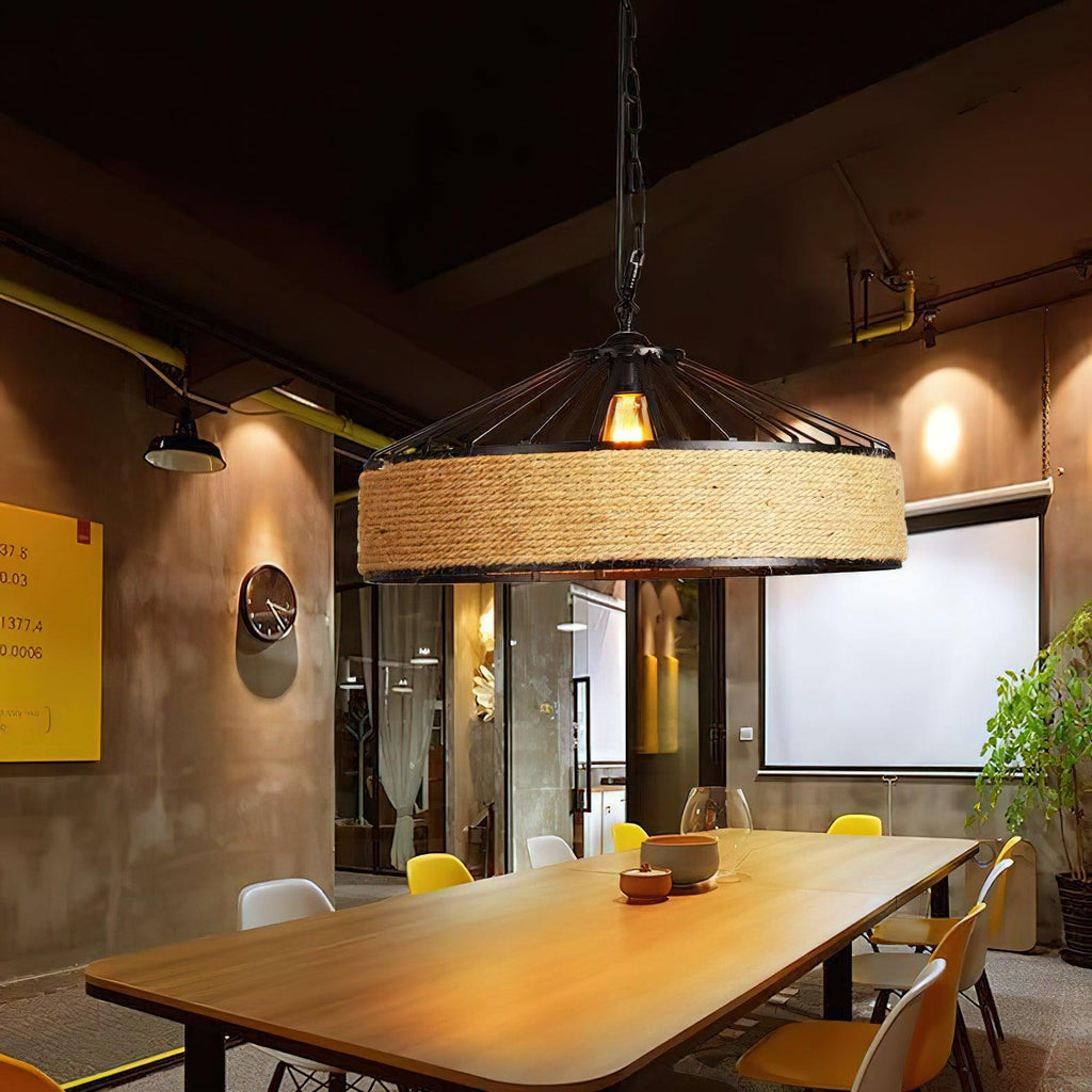 Alshaan Lampe Suspension Exquise en Corde de Chanvre Rétro