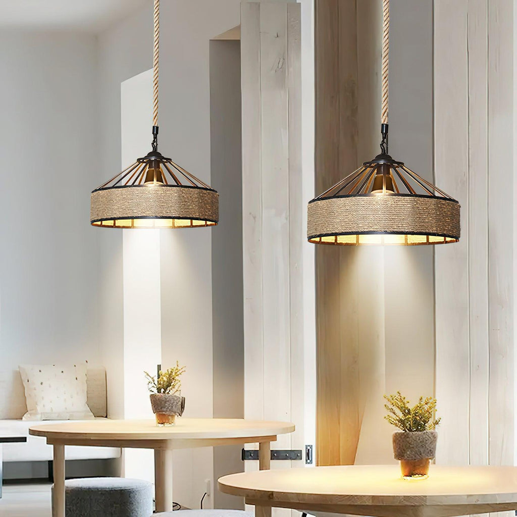 Alshaan Lampe Suspension Exquise en Corde de Chanvre Rétro