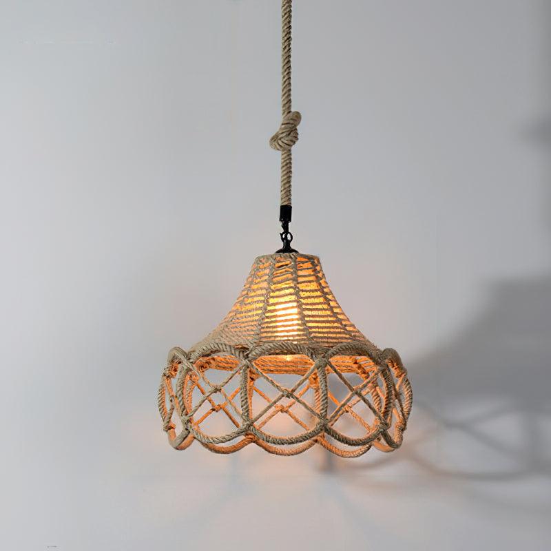 Alshaan Lampe Suspension Exquise en Corde de Chanvre Rétro