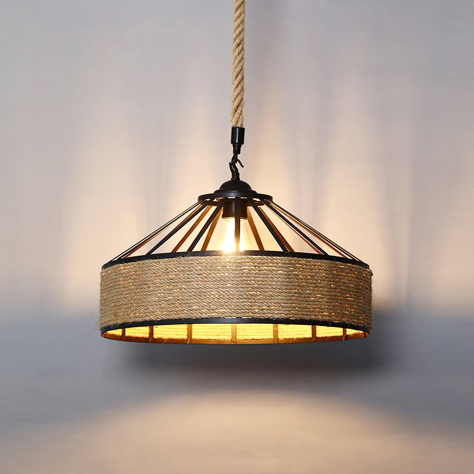 Alshaan Lampe Suspension Exquise en Corde de Chanvre Rétro