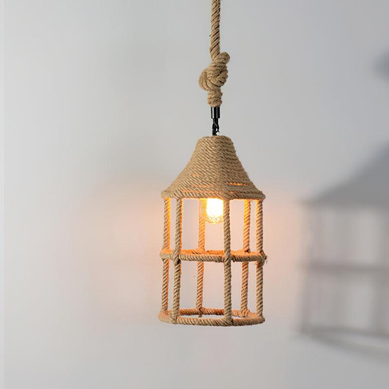 Alshaan Lampe Suspension Exquise en Corde de Chanvre Rétro