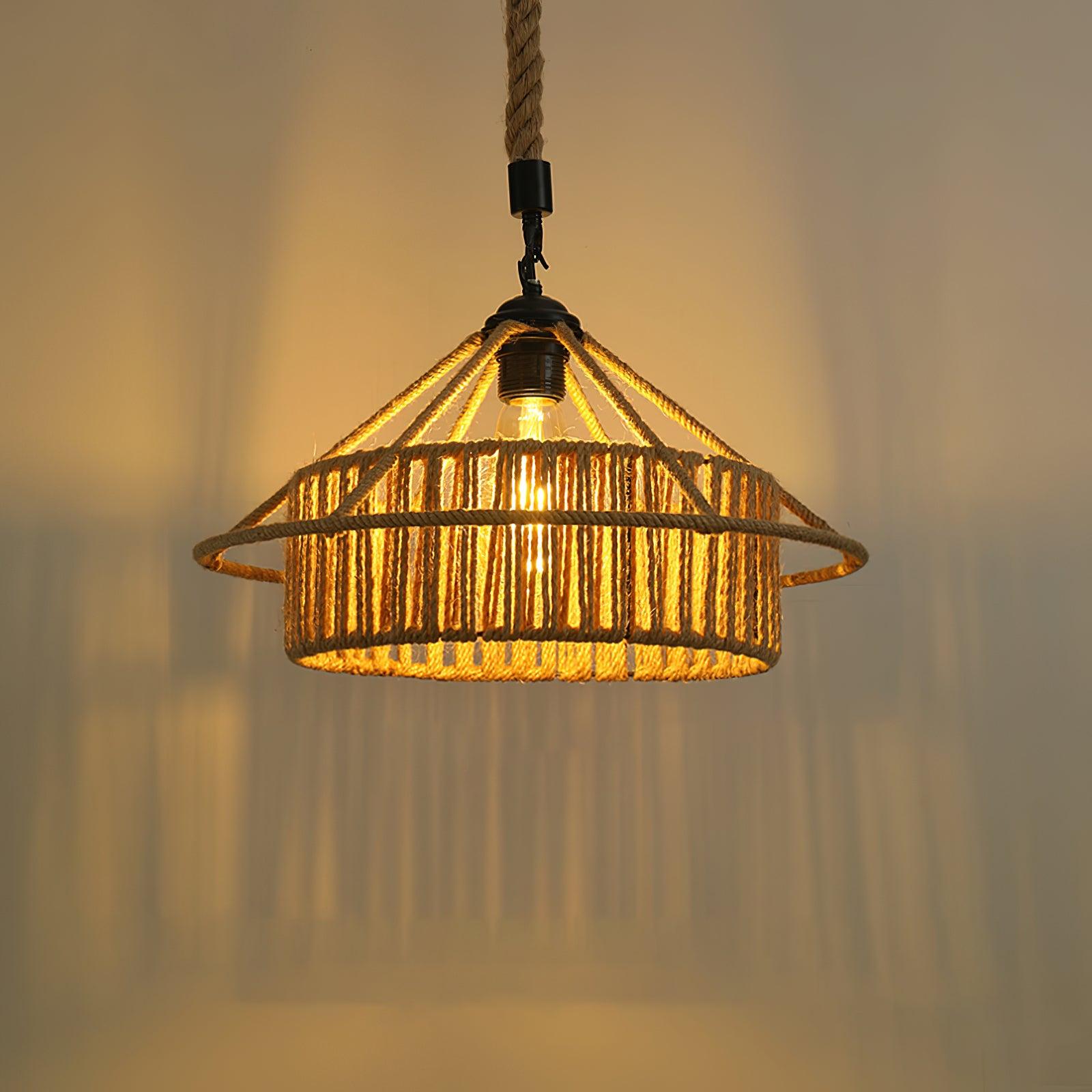 Alshaan Lampe Suspension Exquise en Corde de Chanvre Rétro