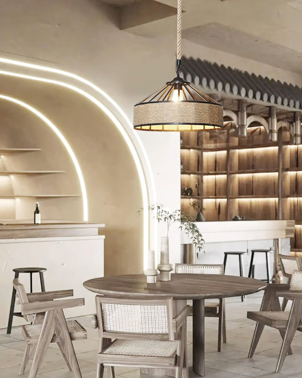 Alshaan Lampe Suspension Exquise en Corde de Chanvre Rétro