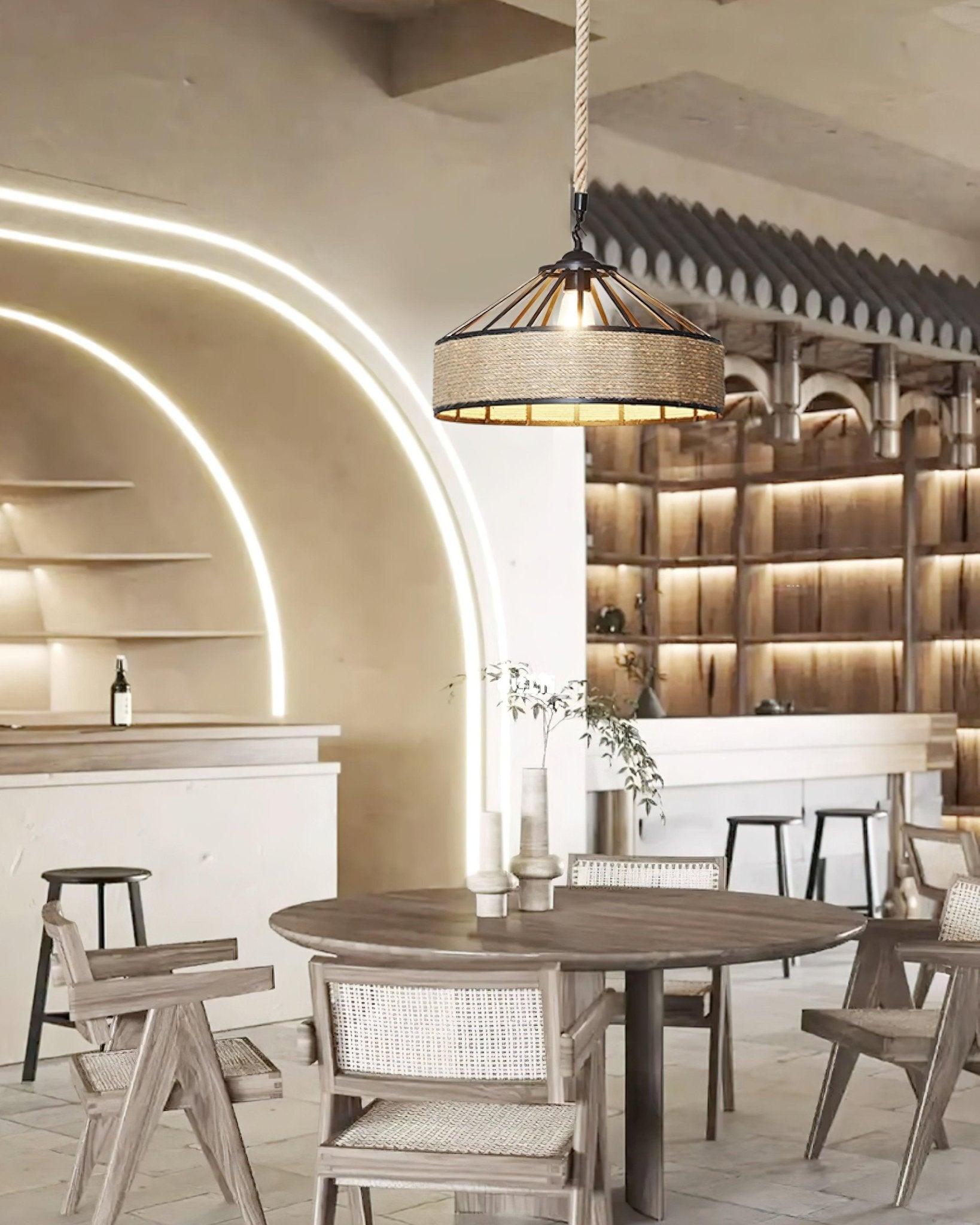 Alshaan Lampe Suspension Exquise en Corde de Chanvre Rétro