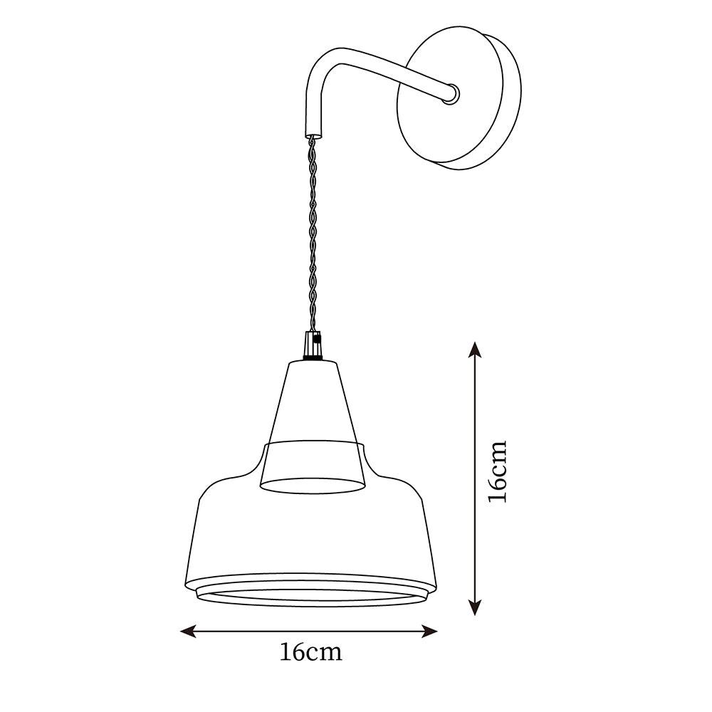 Applique Murale Ambre Verre Ombre Conique Noyer