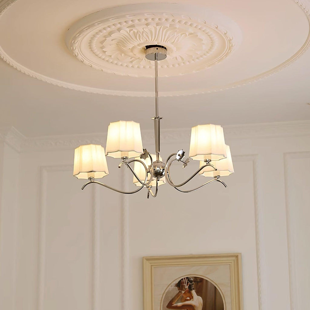 Luminaire Rockville Lustre Chrome Blanc Élégant