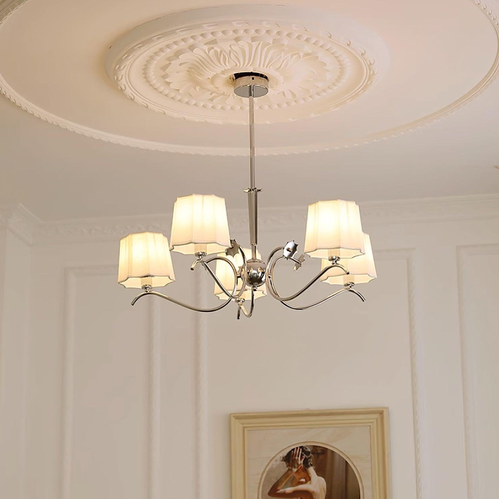 Luminaire Rockville Lustre Chrome Blanc Élégant