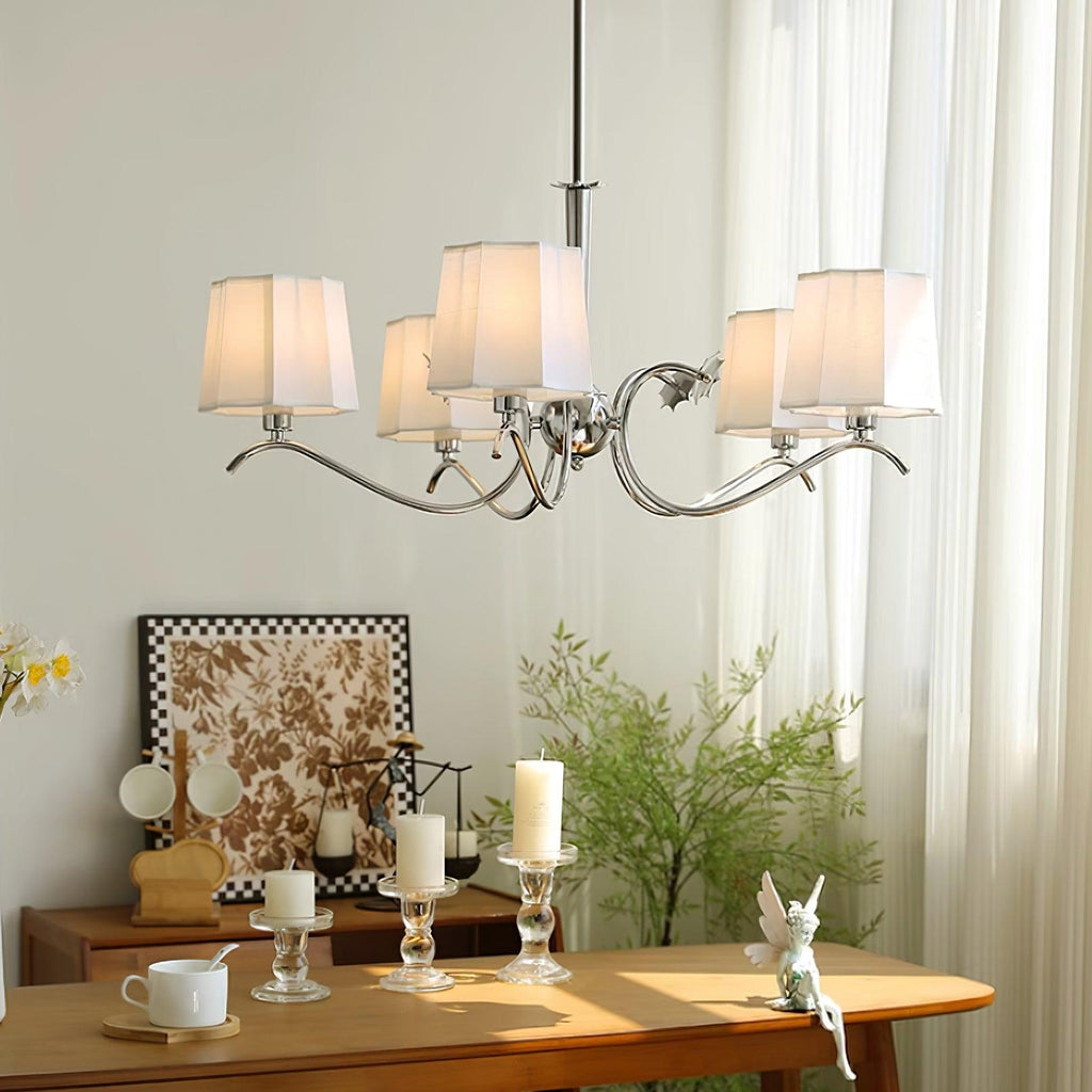 Luminaire Rockville Lustre Chrome Blanc Élégant