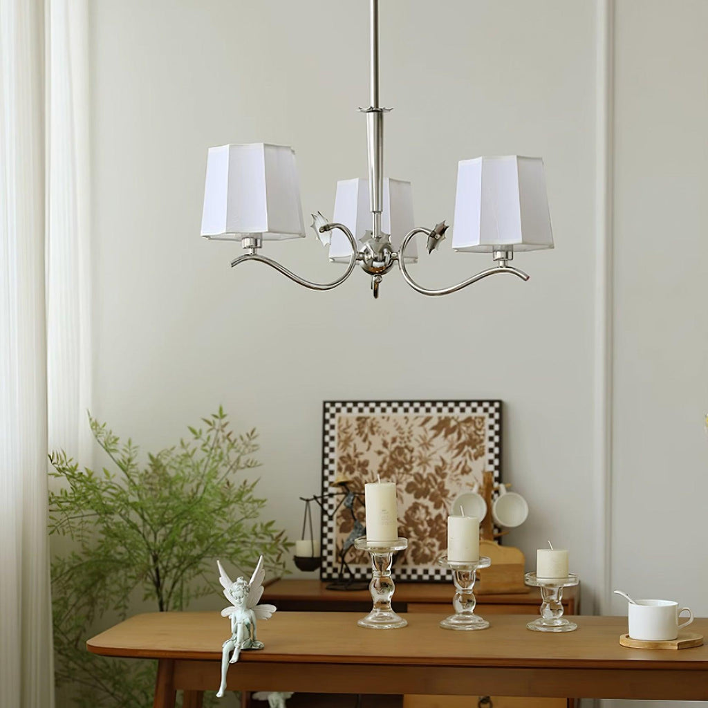 Luminaire Rockville Lustre Chrome Blanc Élégant