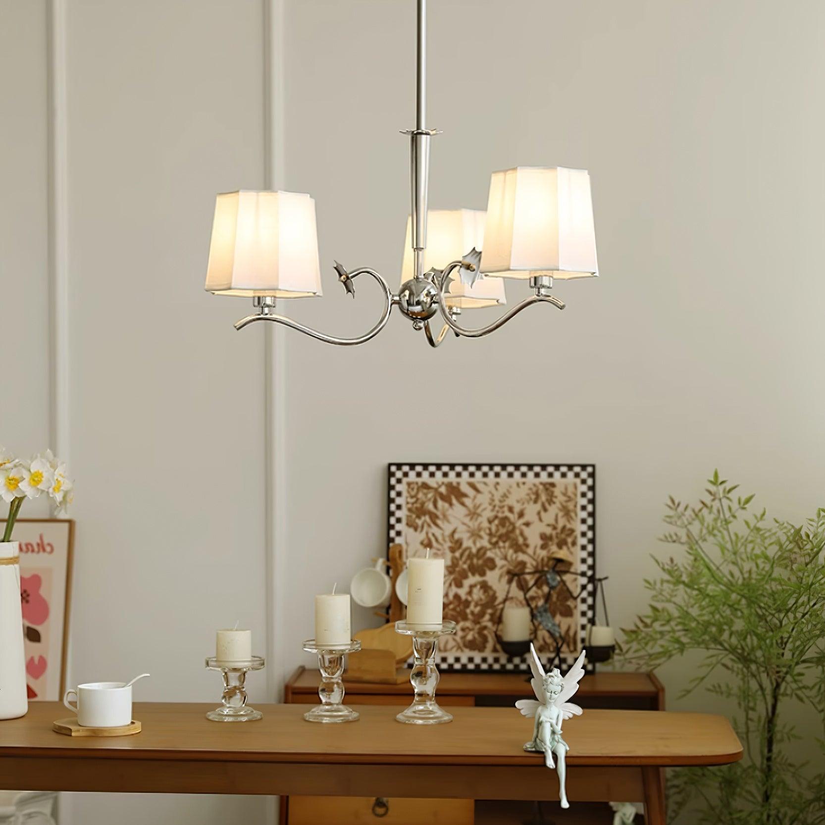 Luminaire Rockville Lustre Chrome Blanc Élégant