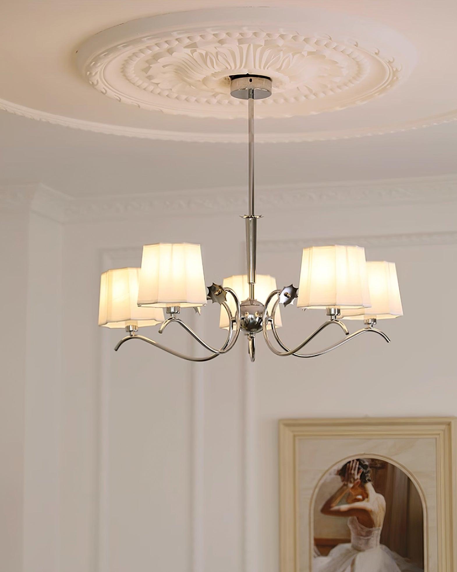 Luminaire Rockville Lustre Chrome Blanc Élégant