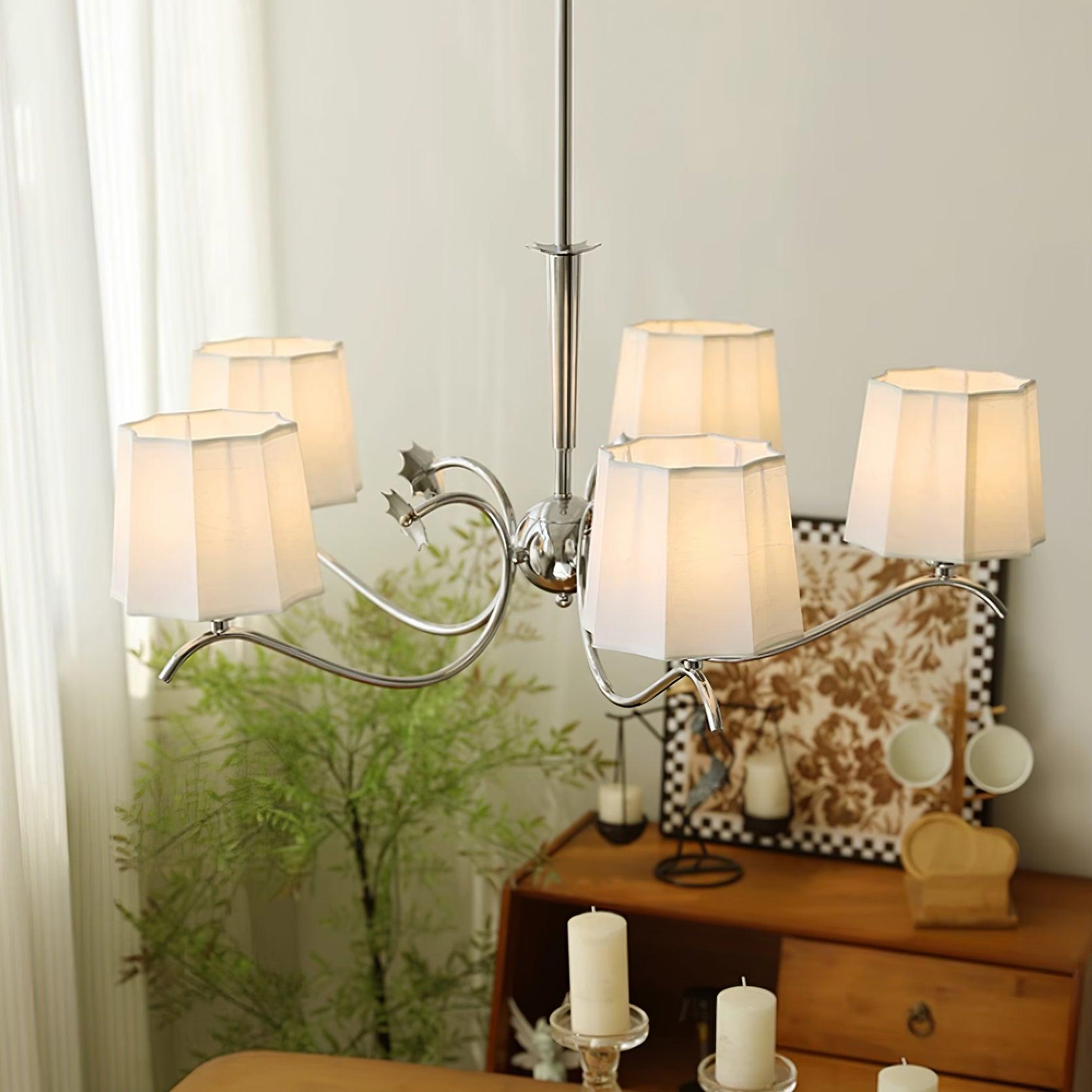 Luminaire Rockville Lustre Chrome Blanc Élégant