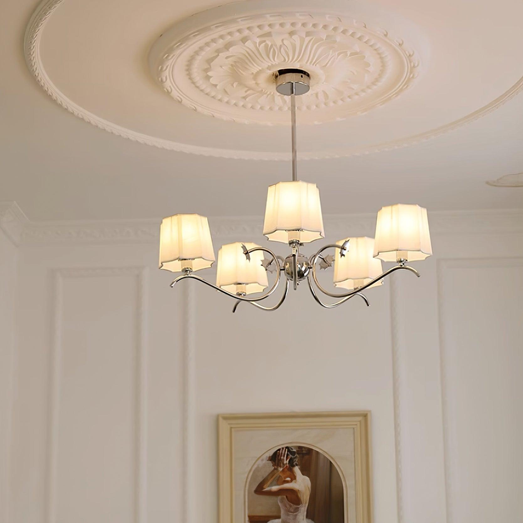 Luminaire Rockville Lustre Chrome Blanc Élégant