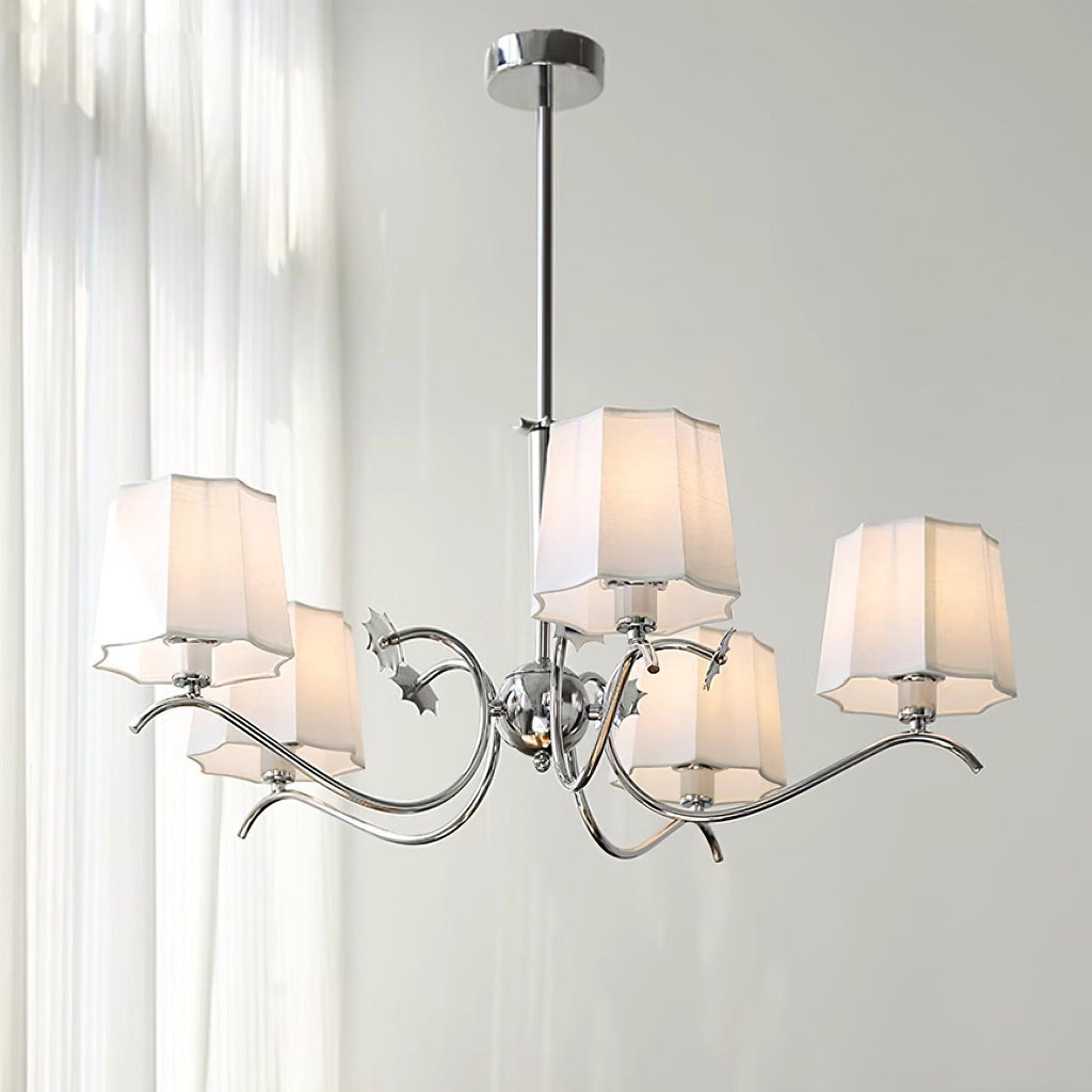 Luminaire Rockville Lustre Chrome Blanc Élégant