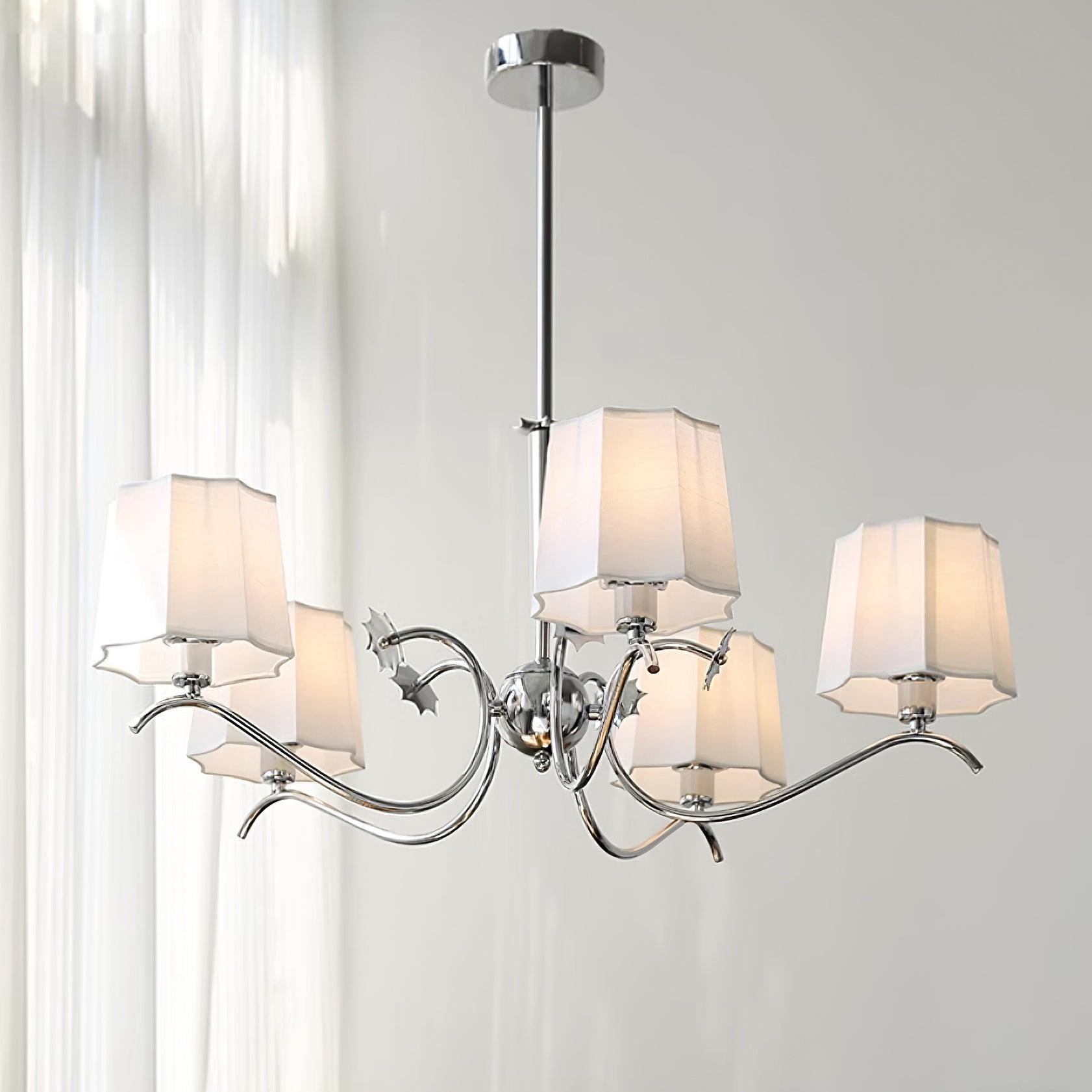Luminaire Rockville Lustre Chrome Blanc Élégant