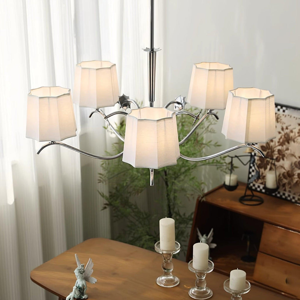 Luminaire Rockville Lustre Chrome Blanc Élégant