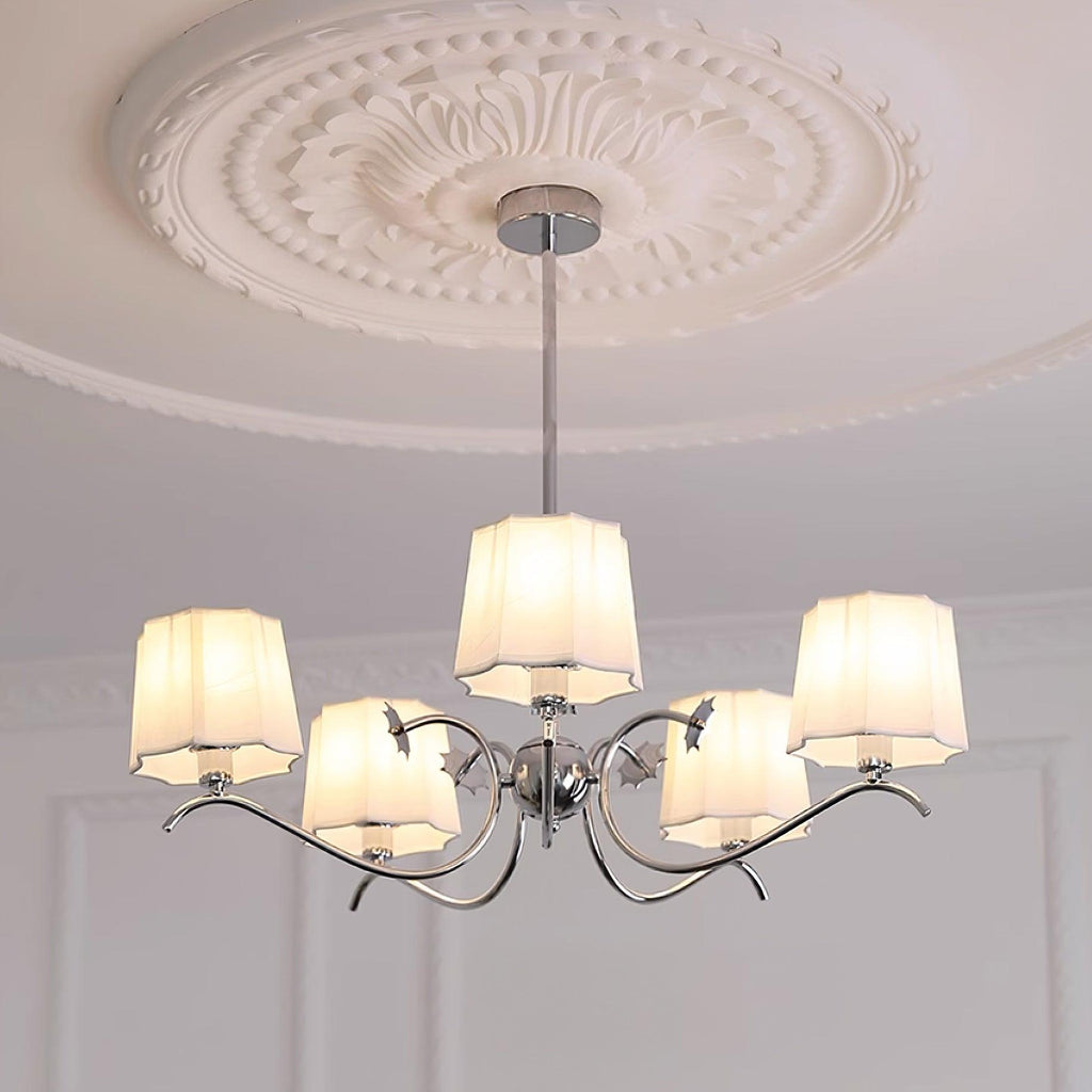 Luminaire Rockville Lustre Chrome Blanc Élégant