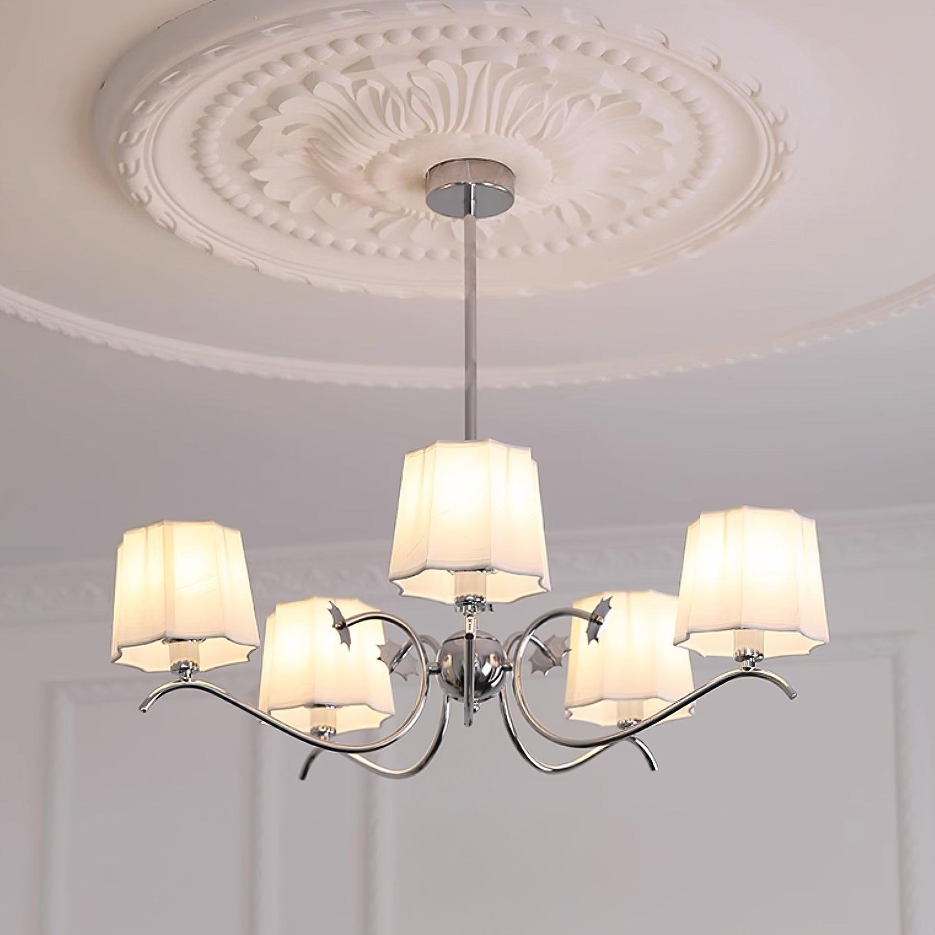 Luminaire Rockville Lustre Chrome Blanc Élégant