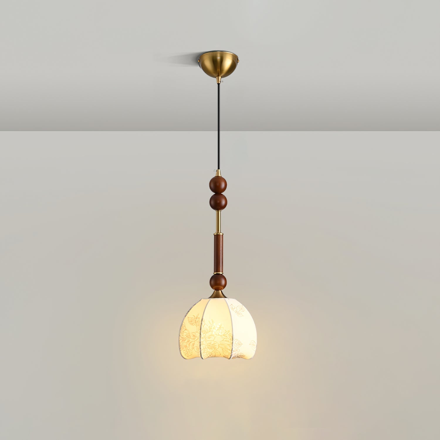 AmberGlow Suspension en Bois Vintage