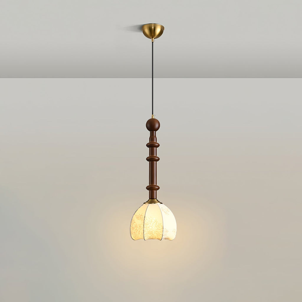 AmberGlow Suspension en Bois Vintage