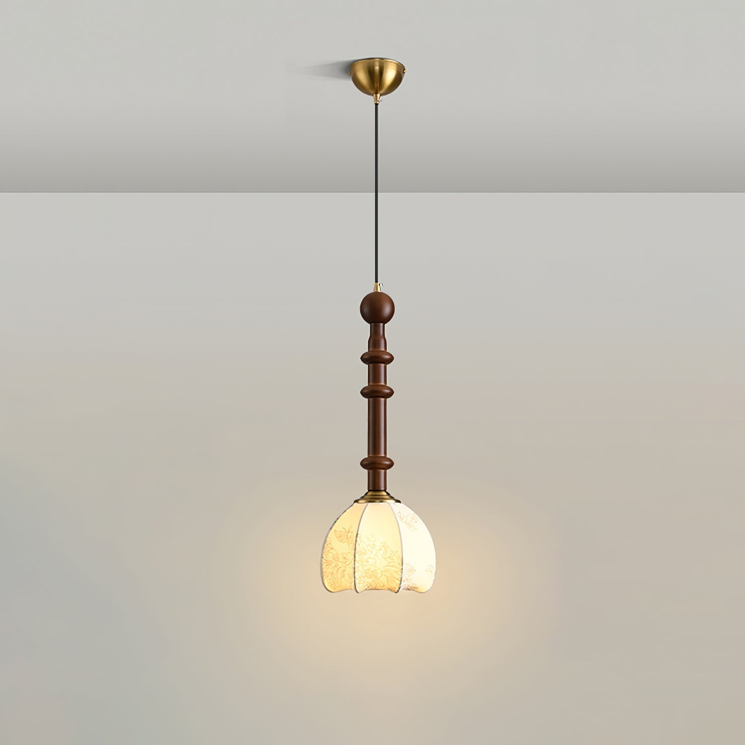 AmberGlow Suspension en Bois Vintage