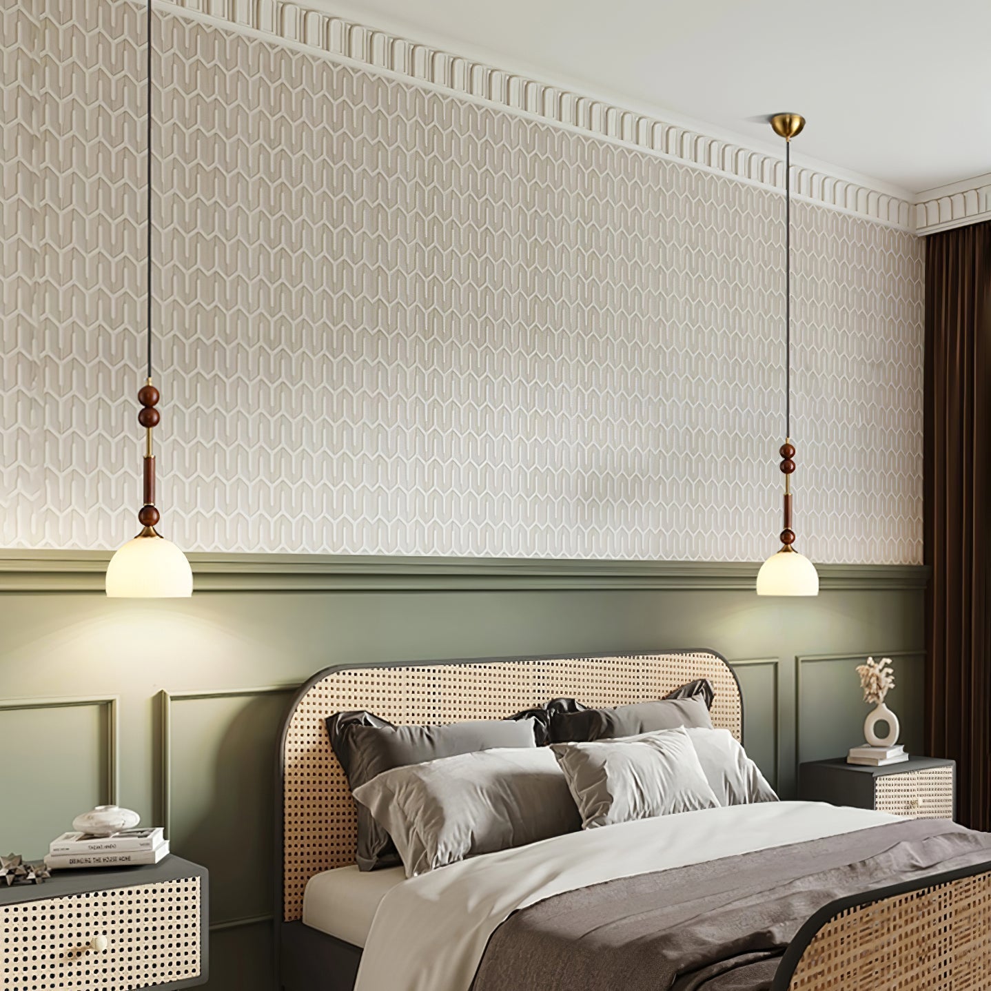 AmberGlow Suspension en Bois Vintage