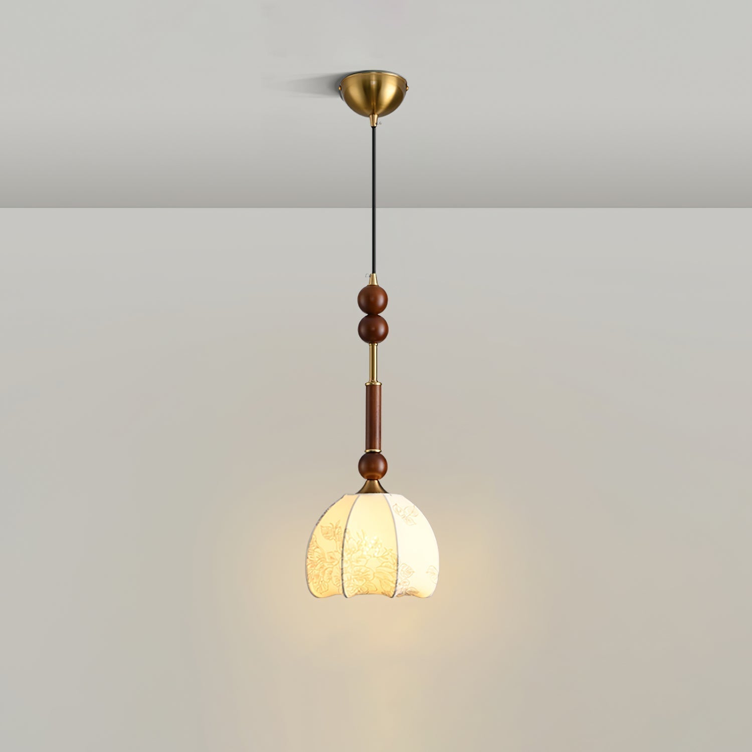 AmberGlow Suspension en Bois Vintage