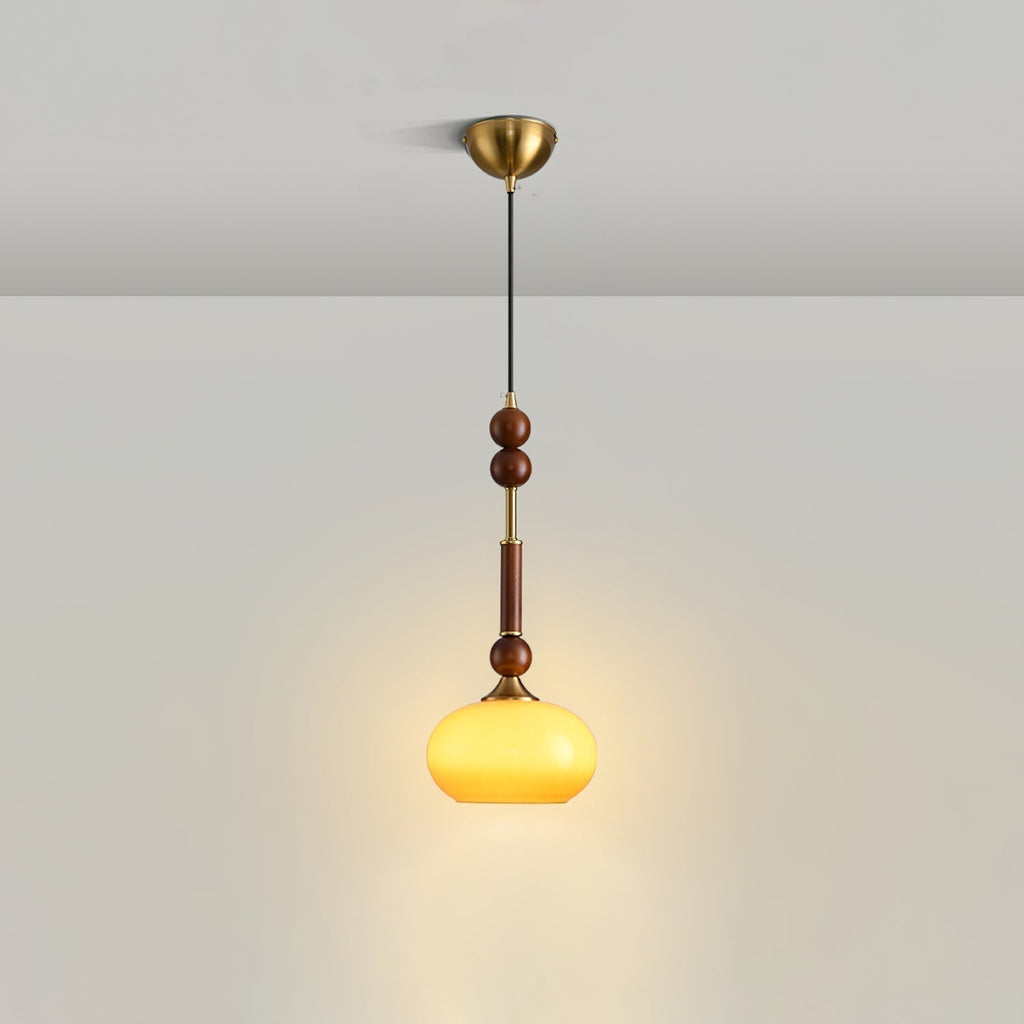 AmberGlow Suspension en Bois Vintage