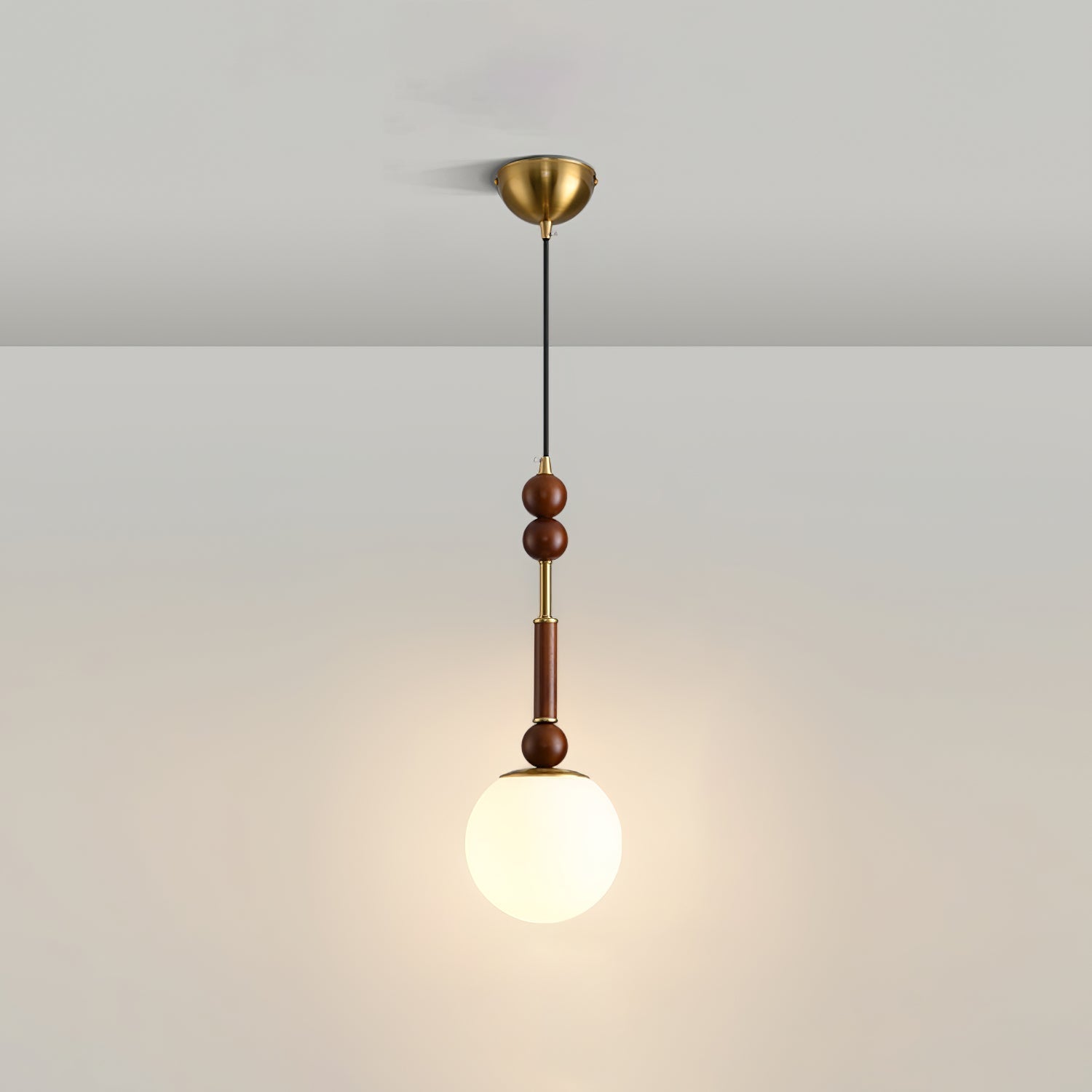 AmberGlow Suspension en Bois Vintage