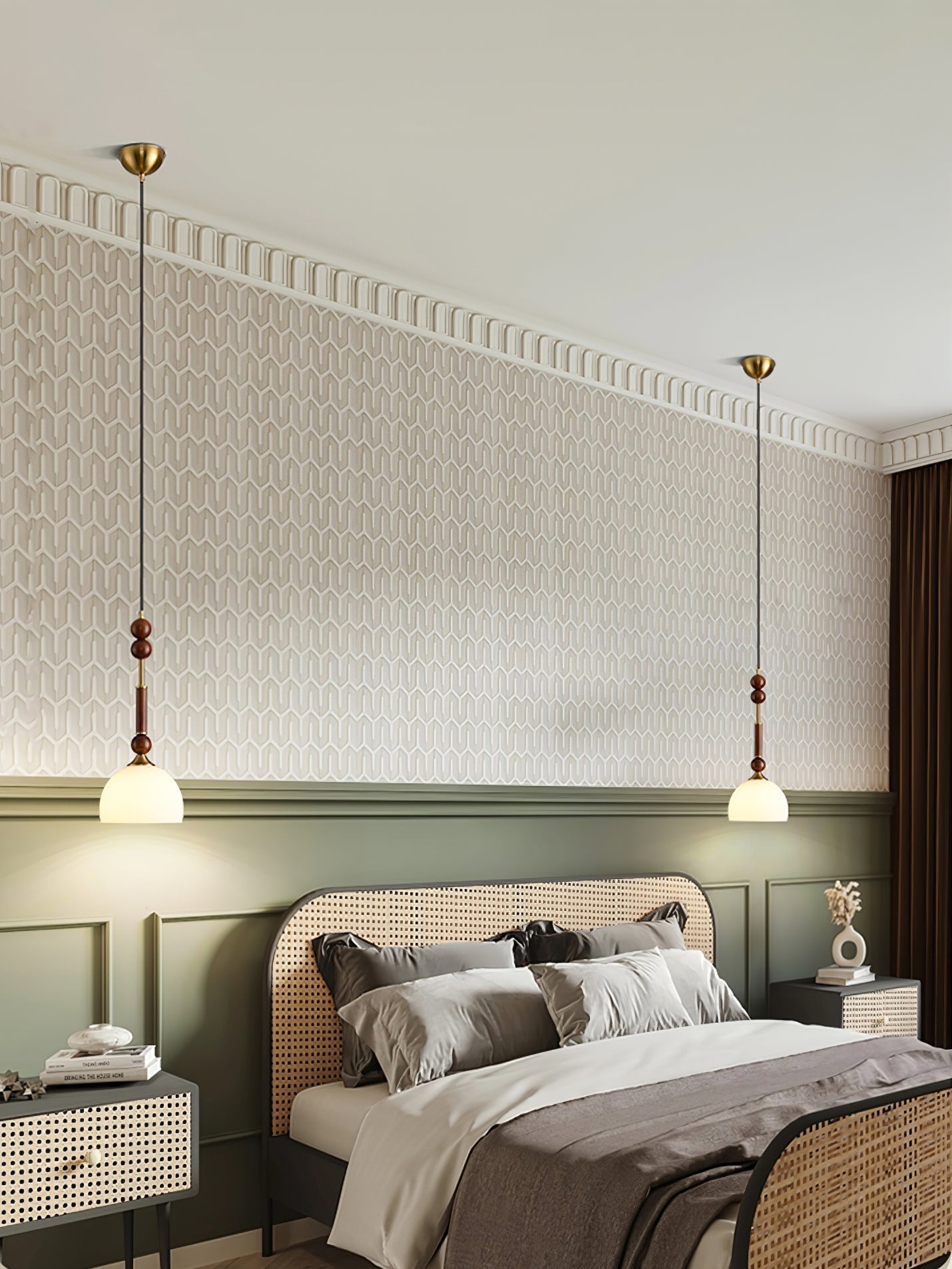 AmberGlow Suspension en Bois Vintage