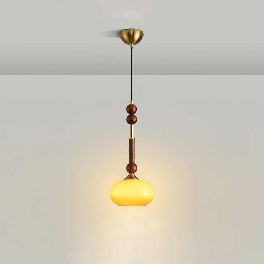 AmberGlow Suspension en Bois Vintage