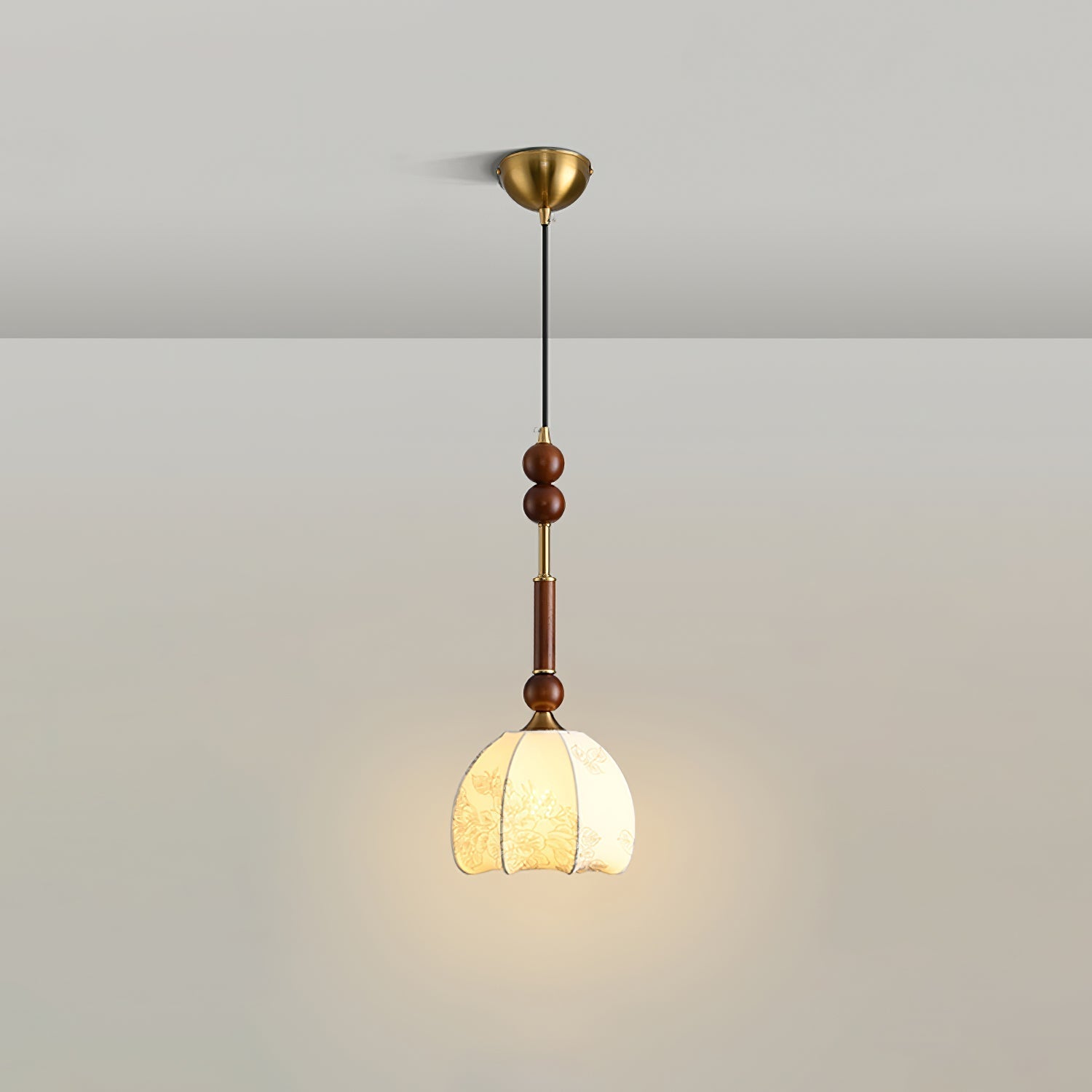 AmberGlow Suspension en Bois Vintage