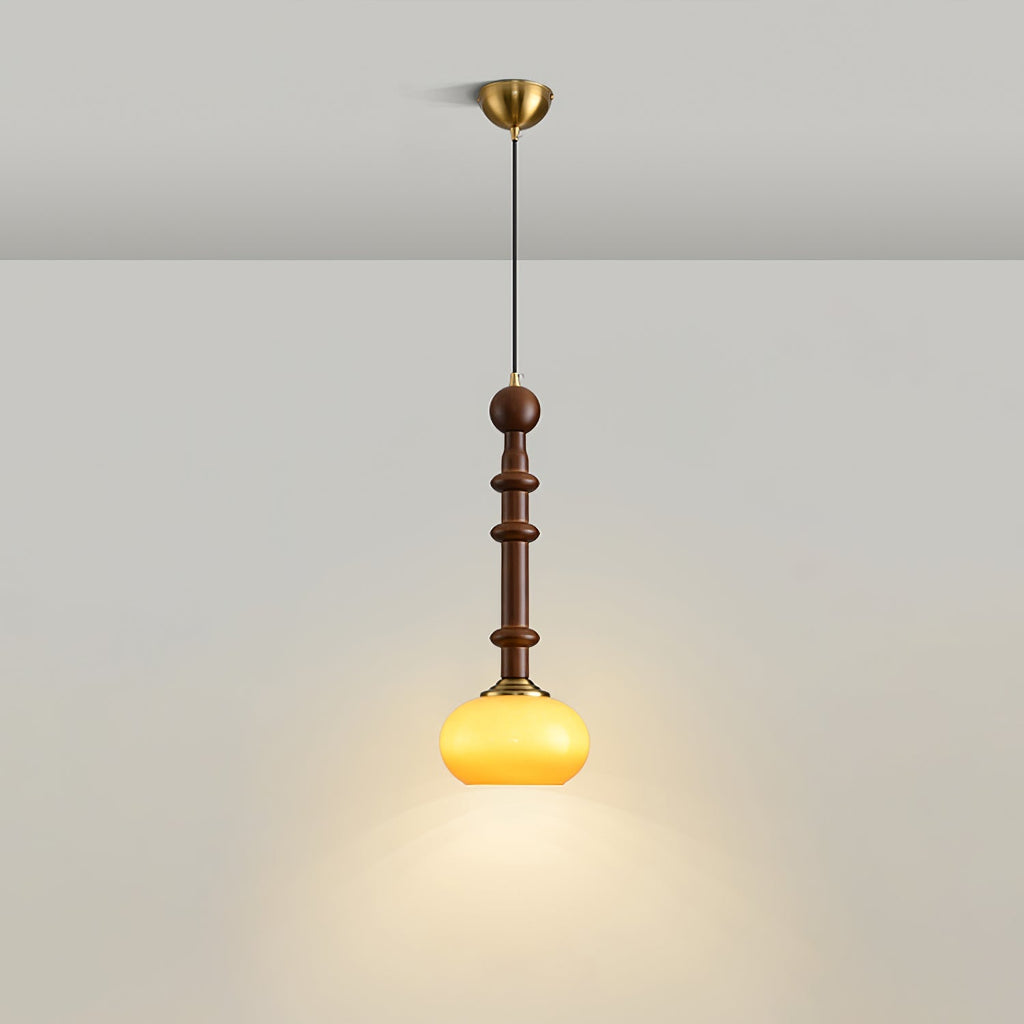 AmberGlow Suspension en Bois Vintage