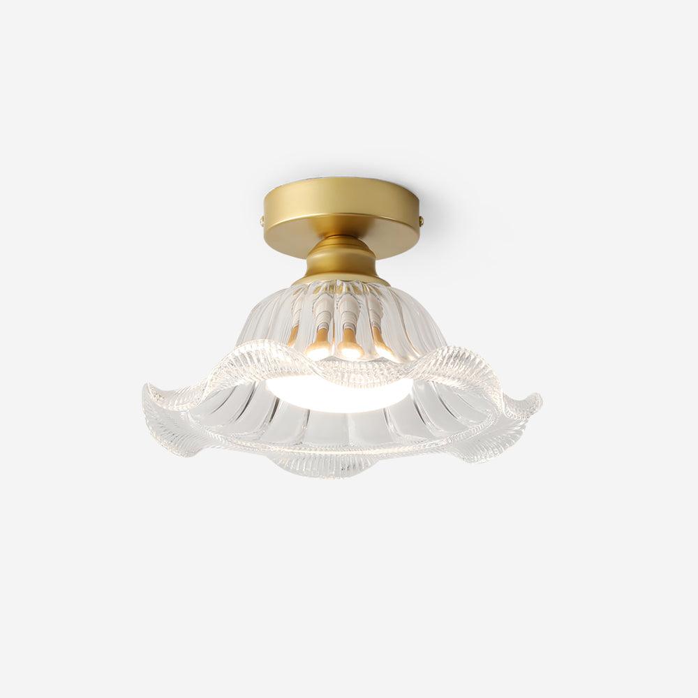 Luminaire en verre Rosa Lustre Plafonnier Verre Bord Laiton Élégant