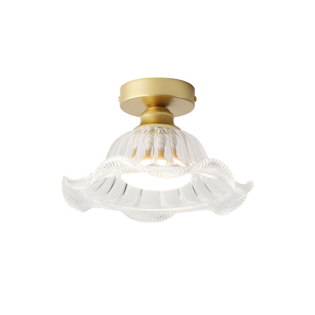 Luminaire en verre Rosa Lustre Plafonnier Verre Bord Laiton Élégant