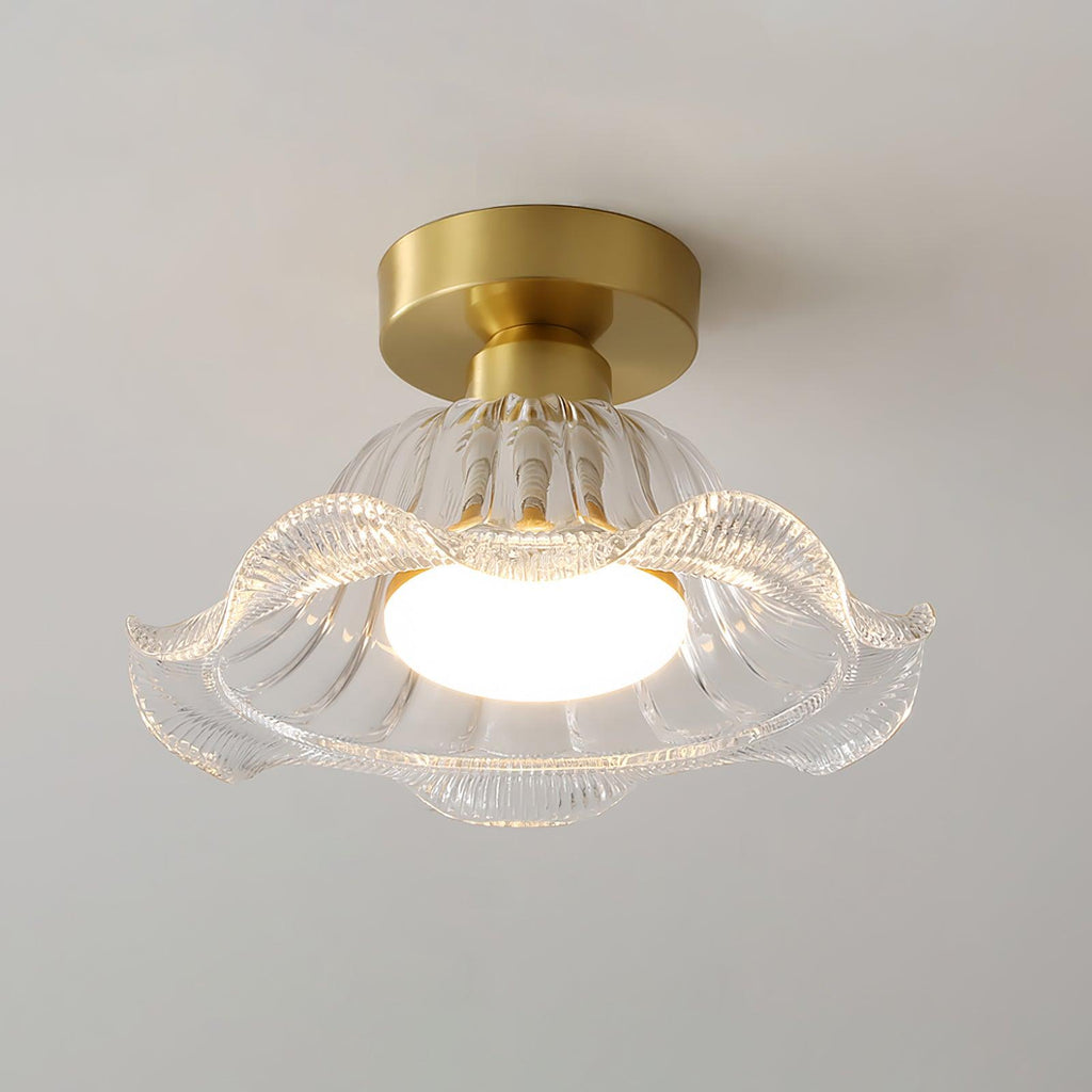 Luminaire en verre Rosa Lustre Plafonnier Verre Bord Laiton Élégant