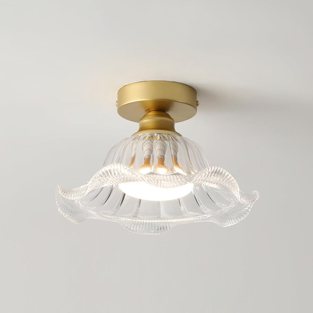 Luminaire en verre Rosa Lustre Plafonnier Verre Bord Laiton Élégant
