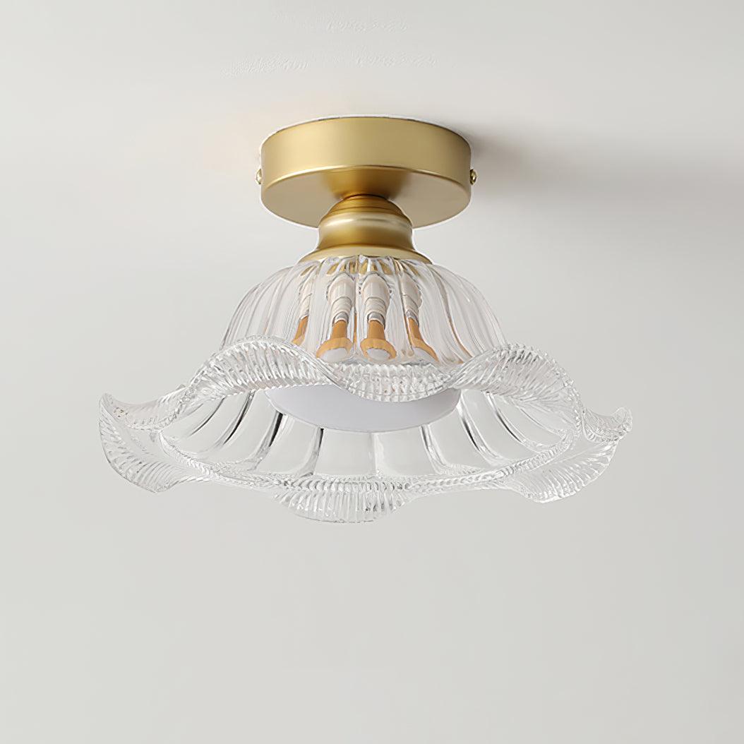 Luminaire en verre Rosa Lustre Plafonnier Verre Bord Laiton Élégant