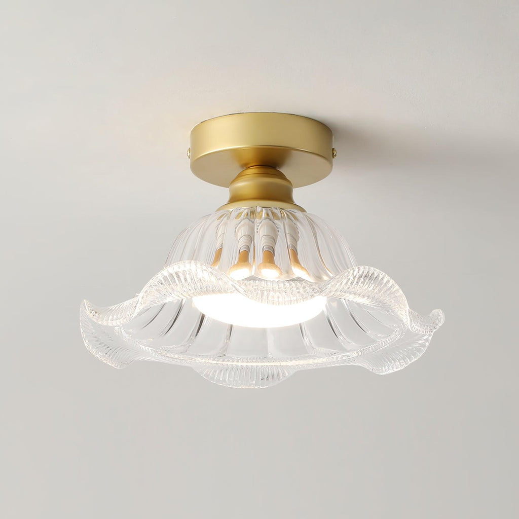 Luminaire en verre Rosa Lustre Plafonnier Verre Bord Laiton Élégant