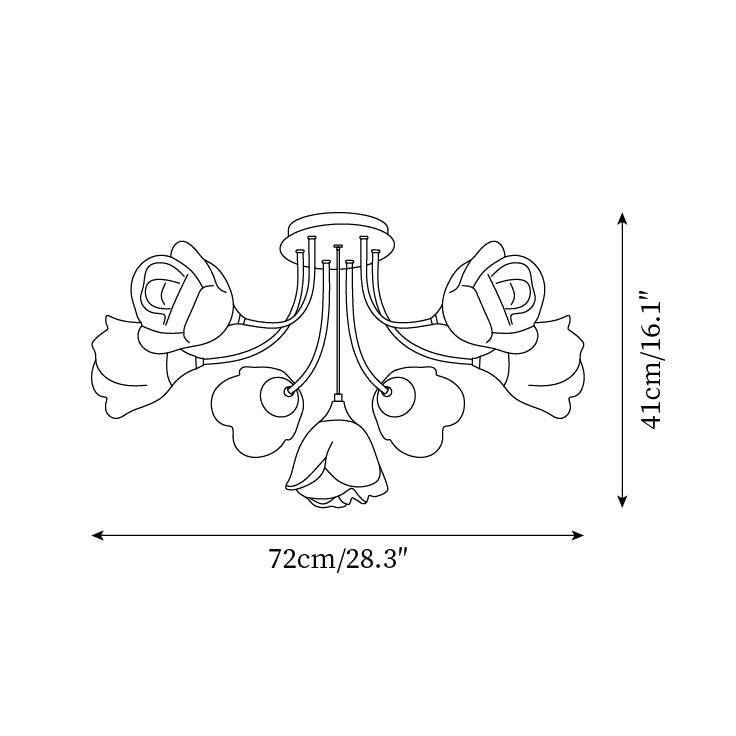 Luminaire Rose Plafonnier Pétales Sculptés Lueur Douce