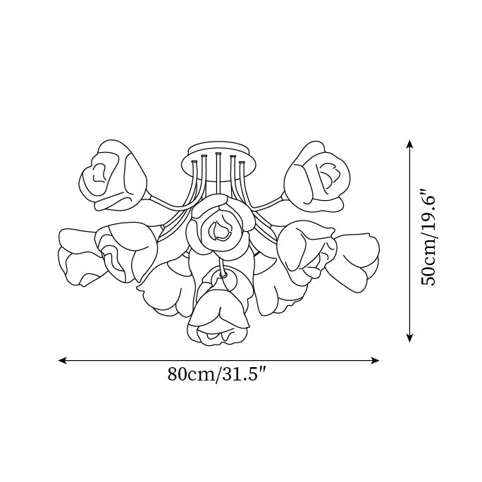 Luminaire Rose Plafonnier Pétales Sculptés Lueur Douce