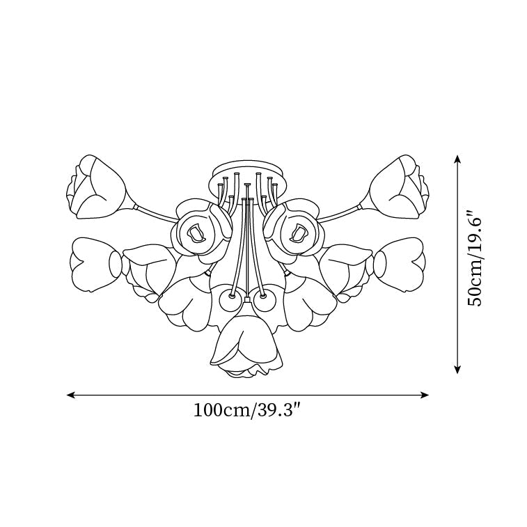 Luminaire Rose Plafonnier Pétales Sculptés Lueur Douce